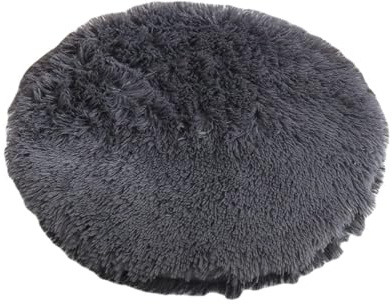 RICHRAIN Katzenkissen Rund, Weiches Plüsch Katzenkissen (Dunkelgrau, 47cm) | Weiches Ersatzkissen mit Reißverschluss für Katzenbett und Katzenkorb, abnehmbar und dick gepolestet