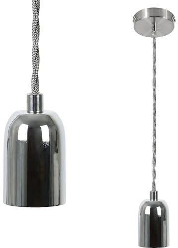 ZMH E27 Lampenaufhängung Vintage Lampenfassung Silber Hängefassung mit 1.3M Kabel Edison Schnurpendel Industrial Pendleuchte mit Baldachin Deckenbefestigung für Wohnzimmer Esszimmer Bar Kneipe Keller