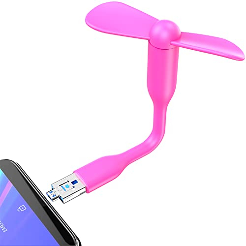 N NEWTOP Mini Ventilatore Micro USB e USB OTG Tascabile Regolabile Flessibile Ventola Raffreddamento Aria Portatile da Viaggio Fan per Cellulare Smartphone Computer Notebook Tablet (Fucsia)