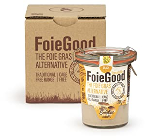 FoieGood - Entenaufstrich mit Steinpilzen - Entenleberpastete - Geeignet als Vorspeise - Geschmeidig und Cremig - Ohne Zwangsernährung - 120 g Glasbehälter