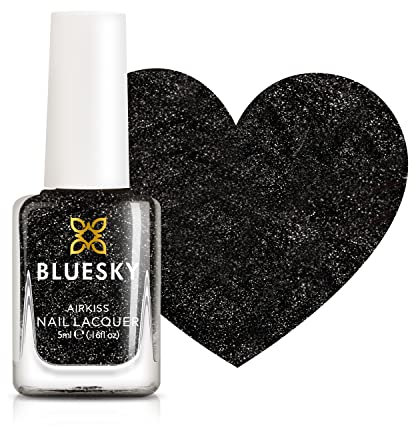 Bluesky Kids Nail Varnish – ROCK STAR, Black Glitter. Easy Peel-off, Non-Toxic, Water- based, Odour-free Nail Polish for Kids, 5ml