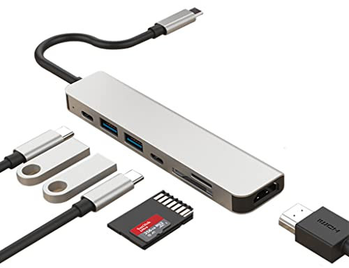 Pipestation USB C Hub (7-in-1) | Laptop Charging Dock | Multiport Adapter with 4K HDMI 100W Power Delivery USB-C USB-A/TF SD Card Reader | Thunderbolt 3 dock compatible with MacBook Pro/Steam Deck