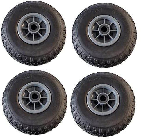 TRUTZHOLM 4X pannensichere Ersatzräder für Bollerwagen, Gartenwagen oder Sackkarre 260x85mm Vollgummi 3.00-4 PU Ersatzrad Rad Reifen 75mm Nabenlänge grün (Grau, zentrierte 75 mm Nabe)