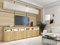 BROMARKT Premium Wohnwand Wohnzimmer Set 4 Teile - Wohnzimmer Schrank - Wohnzimmer Möbel mit Kommode - Wohnwand Modern - Wohnzimmerschrank Komplett Möbel - Hochglanz Weiß und Eiche Craft