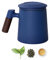 Qivine Taza de Te con Filtro y Tapa, Ceramica Taza Infusiones con Tapa y Filtro, 400ml Tetera Infusiones Tazas de Te para Oficina Aniversario Regalar Infusion (Azul)