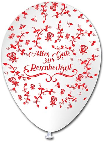 Luftballons Rosenhochzeit Rundumdruck, ca. 30 cm, 10 Stück