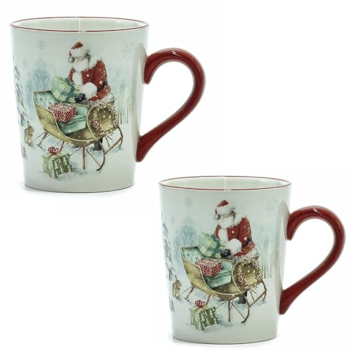 Tazzone da latte set 2 Tazza con decorazioni natalizie babbo natale idea regalo cm 10 in ceramica
