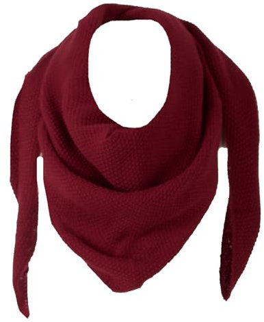 stylx Damen XXL Strick Dreieck Schal mit Reiskorn Strickmuster in Unifarben, Schal, Leichtes Tuch (bordeauxrot)