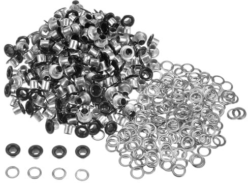 QUARKZMAN Kit de 300 Ojales Metálicos para Remaches 3mm 1/8 de Diámetro Pequeños Ojales con Arandelas para Zapatos Ropa Cinturones Etiquetas Bolsas Tela Cuero Diy Negro Mate
