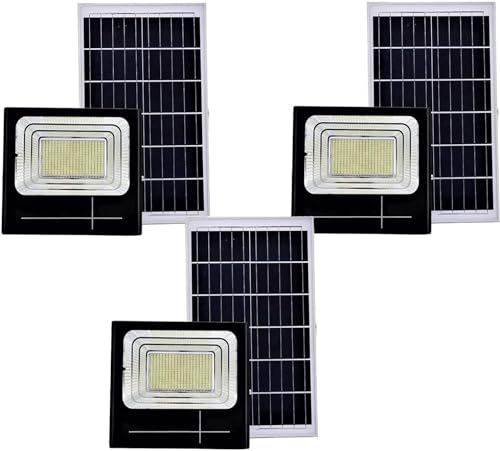 YASTA 3PZ Faro Faretto LED da Esterno Con Pannello Solare 100W Luce crepuscolare Luci led da esterno con Telecomando Casa Giardino Viale Sentiero