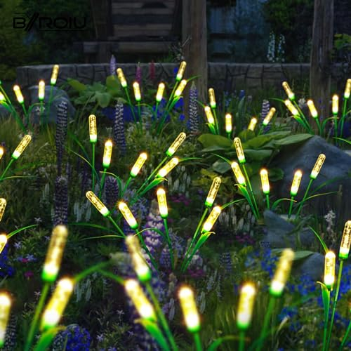 BXROIU Solarlampen Schwankende Lichter für Außen,LED Solar Wegeleuchte Deko für Garten,Gehweg, Hochzeit, Party, Weihnachten, Landschaftsbeleuchtung(Warm Weiß, 2 Stück)