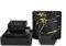 Yummost Melamine Dinnerware Sets - 12pcs Square Plates and Bowls Sets For 4, Indoor Outdoor Use, Dishwasher Safe, Black & Gold
