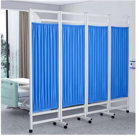 Rollbarer Medizinischer Sichtschutz Auf Rädern, 4 Paneele, 80 cm Hoch, Faltbarer Temporärer Raumisolationszaun, Geeignet for Klinik/Station/Untersuchungsraum, Platzsparend