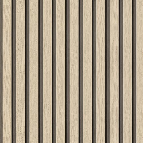 Arthome Holzoptik Lamelle Tapete Selbstklebende Abnehmbar Abziehen und Aufkleben Klebefolie 44cmx10m Vinyl Dekorative Holzstreifen Maserung Papier für Möbel Leicht reinigen(Eiche Holz)