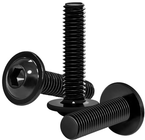 HONPHIER 30 Pièces M6 x 25mm Vis à Six Pans Creux Boulons à Six Pans Acier Inoxydable Vis à Tête Bombée avec Bride Tete Ronde Noir Pour Meubles équipements Mécaniques
