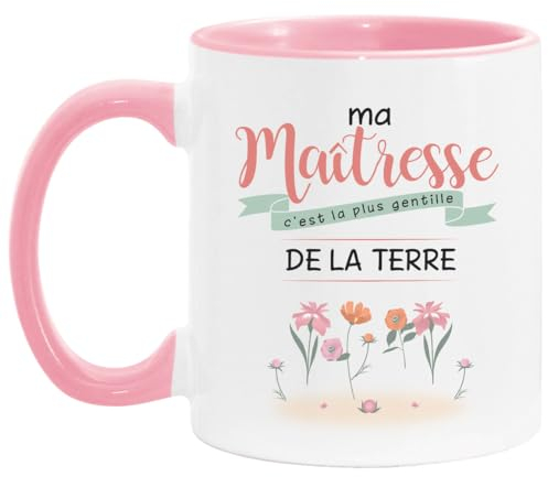 Lalasol Mug Bicolore Cadeau Pour Maîtresse – Tasse Ma Maîtresse C'est La Plus Gentille Merci Maîtresse – Idée Cadeau Maîtresse Noël Entrée Scolaire Ecole