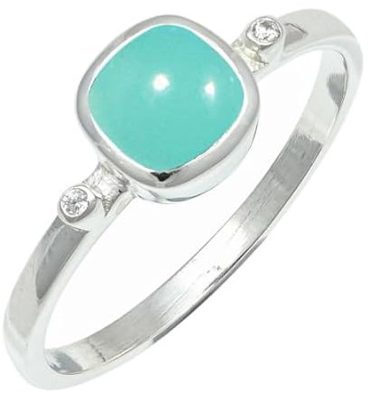 Aqua-Chalcedon Edelstein Bandring 925 Sterling Silber Ring Herren & Damen Bandring Geschenkartikel Handgefertigter Schmuck TSR1245CE_4 (50 (15.9))