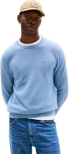 Tommy Hilfiger Pull Homme Essential Structure Crew Neck Regular Fit, Bleu (Brisk Blue), L