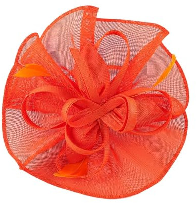 SkyPOOU Teaparty Fascinator, Hut-Haarspange für Party, Hochzeit, Damen, Netz, Blume, Fascinator, Haarnadel, Orange
