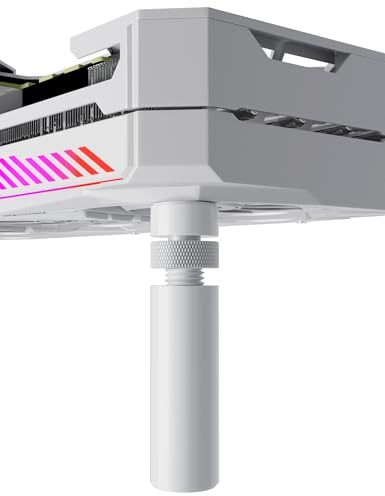 upHere GPU-Halterung, Grafikkartenhalterung, vertikal, verstellbar, Aluminium, höhenverstellbar, mit Magnet, M (49 mm-80 mm), Weiß, GB49T