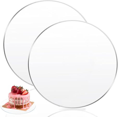 GOIEHIR Acryl Cake Board, 2 Stück Kuchenplatte Transparent, Ø 30 cm Rund Kuchenplatte, Kuchenplatte 2 mm Dick Mit Schutzfolie, um Servieren von Kuchen für Transport Kuchen und DIY Handwerk