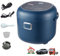 Olla de arroz portátil de 2 L, pequeña olla de arroz de 2 a 3 personas, olla de vapor eléctrica con cuchara y taza de medir, limpieza fácil, para cocina, dormitorio y viaje, 12 V, 24 V, 220 V