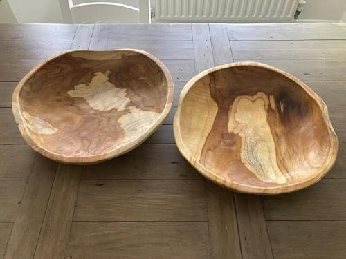 MAISONICA Teak Root Wooden Regular Table Bowl Large - Diameter 40cm Approx
