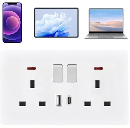 Enchufe De Pared | Regleta,Adaptador Doble con 2 Puertos USB Cargador para Hogar Dormitorio Baño Cocina Exterior