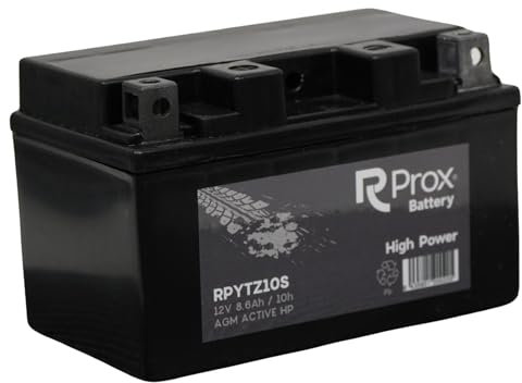 Batterie moto YTZ10S AGM High Power 12 V 8,6 Ah 190 Amp. Puissance de démarrage maximale. Fabriquée en Europe.