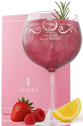 Insaxa 40th Birthday Gifts for Women - Fabulous 1986 Large Gin Balloon Glass (730ML) 40th Birthday Gifts for Her 40th Birthday Present Gift for Woman 1986 Presents