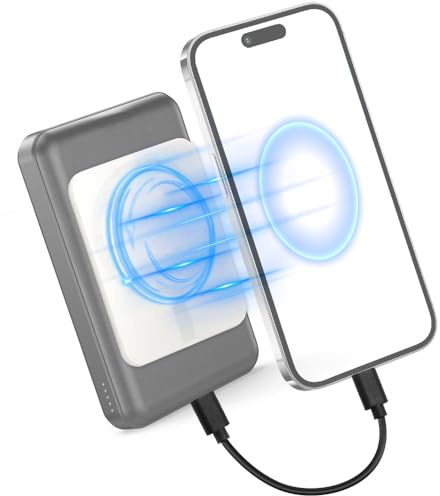 MagPatch Magnet-Adapter für Power Bank | 3 Passgenaue Größen für MagSafe Handys | 3mm Flach mit N52 Magnet | Inkl. 10cm 60W Type-C Kabel. (Weiß, Standard)