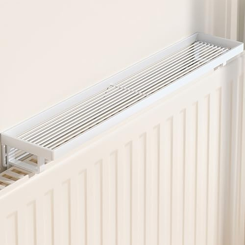 CMYAOYC Metall Heizkörperabdeckung Wandheizkörperabdeckung, Heizkörperregal Ohne Bohren Regal Über Dem Heizkörper, Formstabil, für Wohnzimmer, Schlafzimmer, Büro(White,60cm)