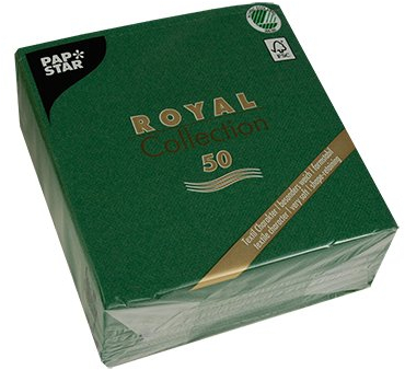 Papstar, 50 Servietten ROYAL Collection 1/4-Falz 33 cm x 33 cm dunkelgrün, #84263