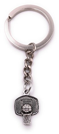 H-Customs Basketball Korb Basketballkorb Ball Schlüsselanhänger Anhänger Silber aus Metall