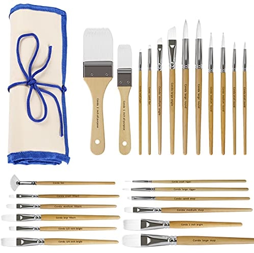 Conda Pinselset - 24 Stück Pinsel, Nylon Acrylfarben Pinsel Set, Hölzernen Griff Pinsel Künstler Set für Aquarell Ölgemälde, Perfektes Malerei Ölfarben Brush Set für Anfänge Kinder Künstler