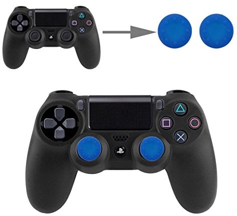 Controller Aufsätze Thumbsticks Analog Stick Kappen Silikon Schutzkappen Control Sticks für DualShock Gamepad Sony Playstation PS4 Pro, PS4, PS3, PS2, Xbox One X, Xbox 360, Nintendo Switch in Blau