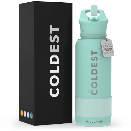 Coldest Bouteille d'eau isotherme avec couvercle à paille – Thermos en acier inoxydable pour homme et femme (vert océanique, 946 ml)