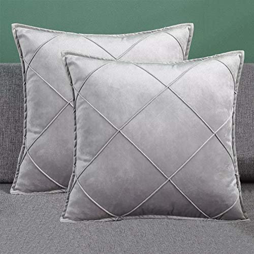 Matty-LZ Samt Einfach Weicher Kissenbezug Hochwertige Qualität Set, Dekorativ Sofa Kissenbezug Kissen Kissenhülle (18x18 Zoll / 45x45 cm, Grau (2er Set))