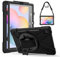 Gerutek for Galaxy Tab S6 lite 10.4 inch 2024/2022/2020 Case,Full Body Shockproof Rugged Case with [Screen Protector][360 Rotating Stand,Hand/Carry Strap] Drop Proof Case for Samsung Tab S6 lite,Black