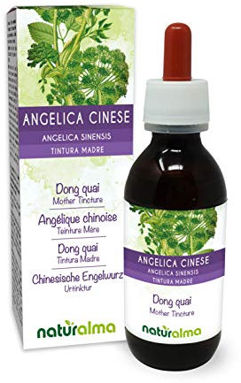Angelica cinese o Dong quai (Angelica sinensis) radici Tintura Madre analcoolica Naturalma - Estratto liquido gocce 120 ml - Integratore alimentare - Vegano