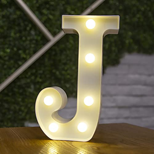 Tiardey letter lights LED symbol shape, Alphabet Plastic Marquee Table Lamps, Lighting up Words, Birthday Wedding Party Everyday Home Wall Hanging Decor-J