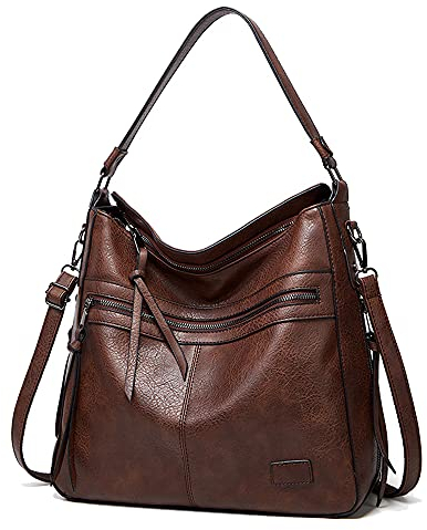 Coolives Sac a main porte epaule Femme en Cuir PU Hobo Sac a main Femmes Bandoulieres Vintage Sac a epaule Chic Sac Bandoulieres Sac porte main élégant Sac Crossbody marron