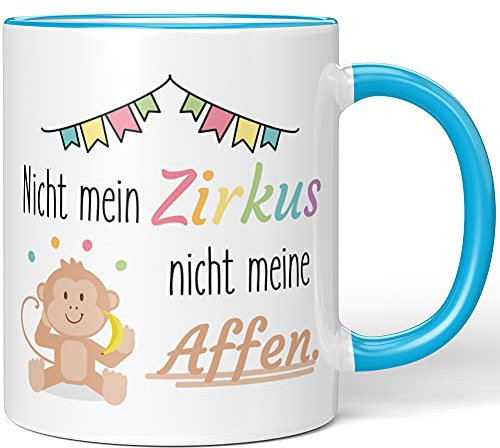 JUNIWORDS Tasse, Nicht Mein Zirkus Nicht Meine Affen, Wähle Farbe, Blau