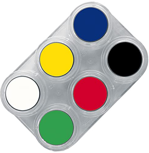 Grimas Profi Schminkpalette Water Make-Up, matte Grundfarben 6x2.5ml, hochwertige Kinderschminke/Karnevalsschminke auf Wasserbasis