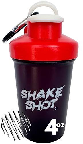 Shake Shot - Black - 5 oz Small Shaker Bottle for Small Scoop Supplements and Storage, Pre Workout Bottle Shaker, Portable Bottle Blender for On The Go Use
