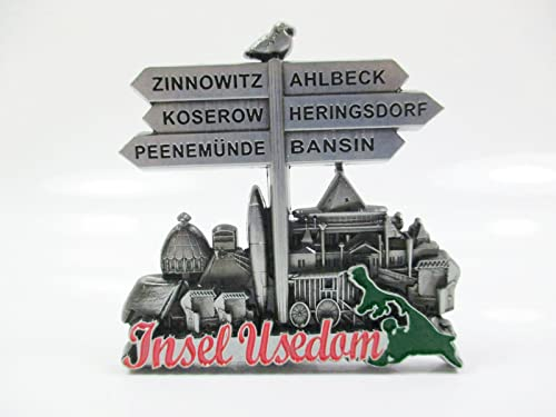 Usedom Metall Magnet Germany Souvenir Zinnowitz Bansin Heringsdorf Ahlbeck