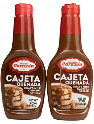 Amorcito Corazón - Cajeta Mexicana con leche de cabra, paquete de 2, botellas exprimibles de 482 g, textura suave, sabor caramelizado, auténtico sabor mexicano