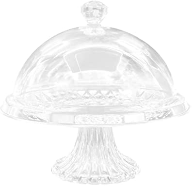 Cabilock Piatto per torta con coperchio in acrilico con coperchio per torte e dessert, coperchio a cupola: sul piede