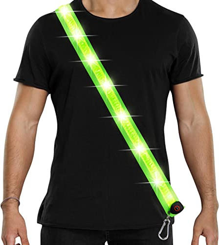 flintronic LED Sicherheits Schultergurt, USB Aufladbar, LED Leuchtendes Einzel-Schultergurt mit 3 Beleuchtungsmodi, für Männer und Frauen, Nachtwanderungen, Laufen, Radfahren, Joggen