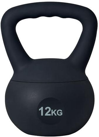 soges Kettlebell Kugelhantel aus weichem PVC, Schwunghantel Kugelgewicht gefüllt mit Eisensand, mit rutschfestem Griff, Krafttraining und Fitness, Training zu Hause und im Fitnessstudio, 12 kg, Schw